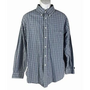 Roundtree & Yorke Button Down Mens XXL Blue Green Plaid Cotton LS
